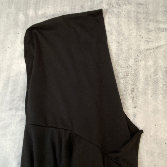 Artistic Taste Cross Neck Hooded Long Sleeve Top with Thumb Holes Sz Med Black - Picture 3 of 7